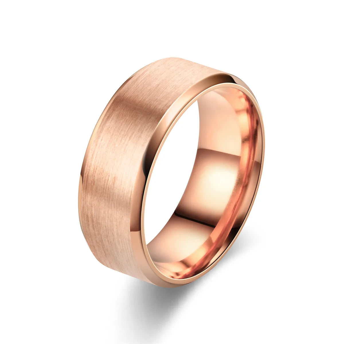 8mm ID Name Date Customized Ring for Men and Women Stainless Steel Personalized Engraving and Beveled Edge Design Jewelry