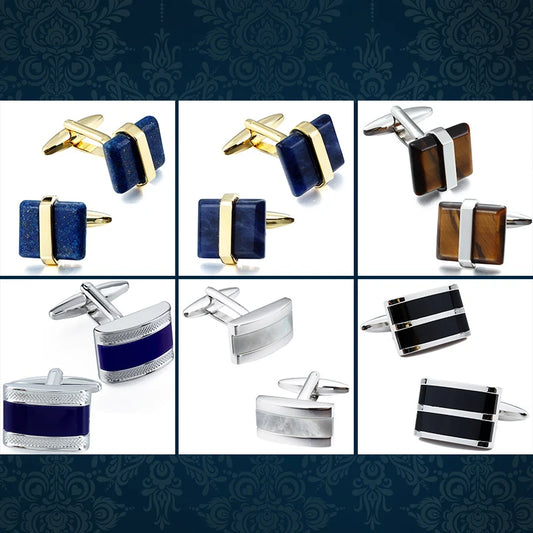 Luxury Stone Cufflinks for Mens Shirt High Quality Brand French Shirt Cuff Links Wedding Party Jewelry Low Price Promotion