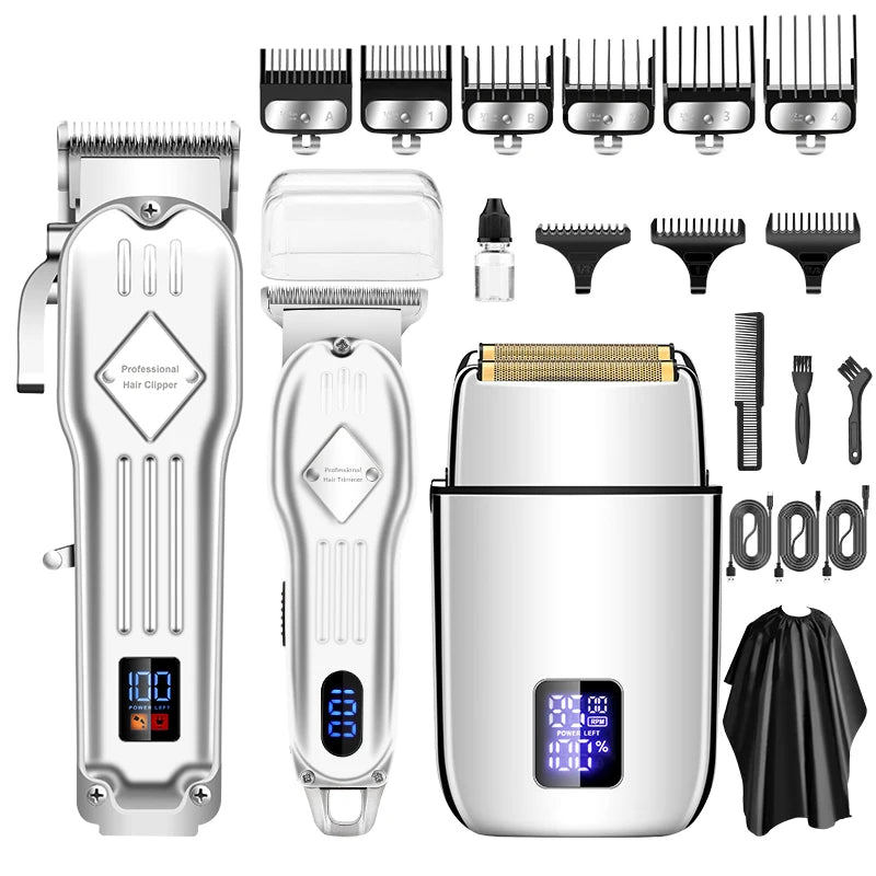 RESUXI 973 3 in 1 Professional Electric Hair Clipper and Shaver Set for Barber Men Hair Trimmer Electric Shaver Hair Cut Maching