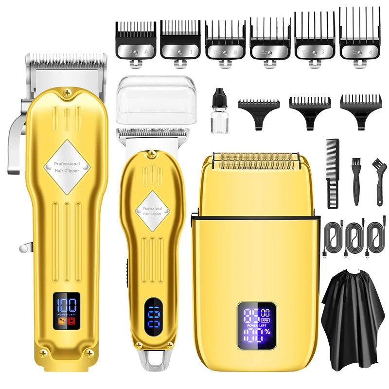 RESUXI 973 3 in 1 Professional Electric Hair Clipper and Shaver Set for Barber Men Hair Trimmer Electric Shaver Hair Cut Maching