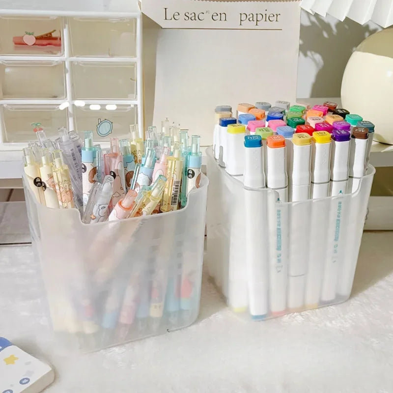Large Capacity Desktop Storage Pen Holder Desk Organizer Pencil Display Cup Simple Office School Supplies Stationery Box