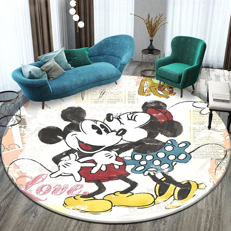 Minnie Mickey Mouse,beauty Cartoon HD Printed Round Carpet.Bedroom,Balcony,Entry Door,Sofa Seat Non-slip Mat.,Gift,Camping Rug
