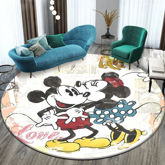 Minnie Mickey Mouse,beauty Cartoon HD Printed Round Carpet.Bedroom,Balcony,Entry Door,Sofa Seat Non-slip Mat.,Gift,Camping Rug