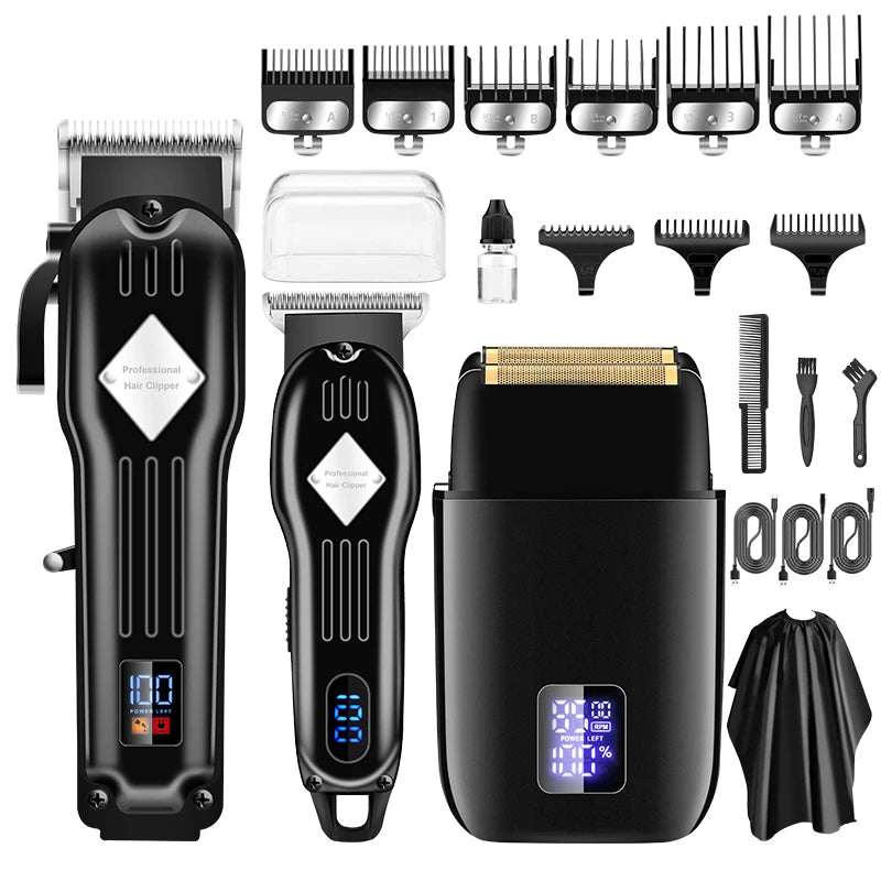 RESUXI 973 3 in 1 Professional Electric Hair Clipper and Shaver Set for Barber Men Hair Trimmer Electric Shaver Hair Cut Maching