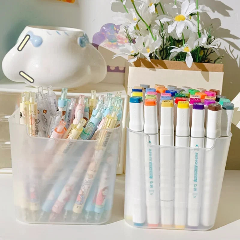 Large Capacity Desktop Storage Pen Holder Desk Organizer Pencil Display Cup Simple Office School Supplies Stationery Box