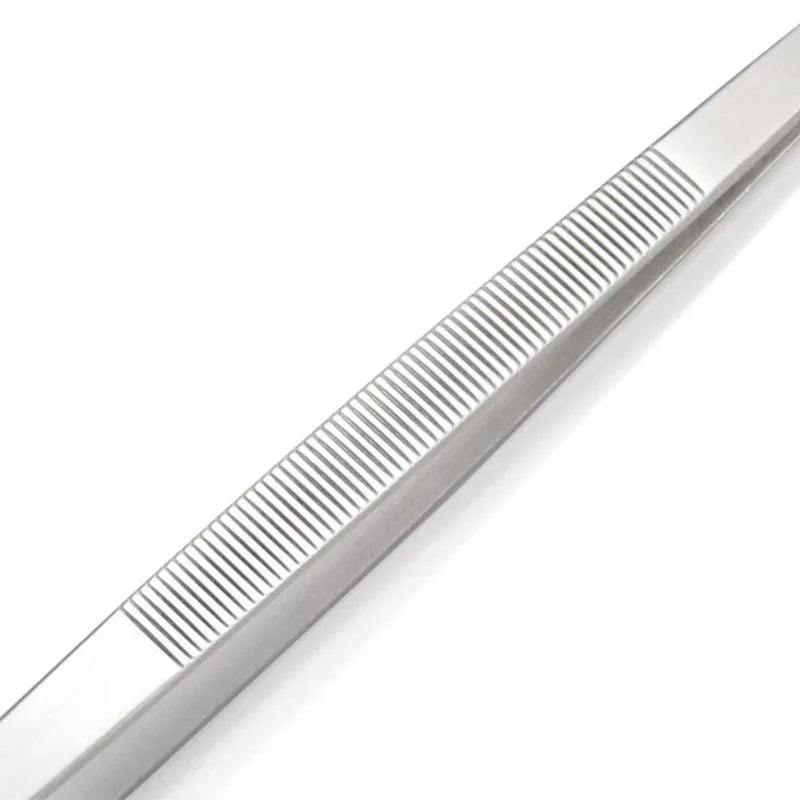 Stainless Steel Toothed Tweezer Long Barbecue Food Tong Straight Tweezer Home Medical Garden Kitchen BBQ Tool Eyelash Tweezers
