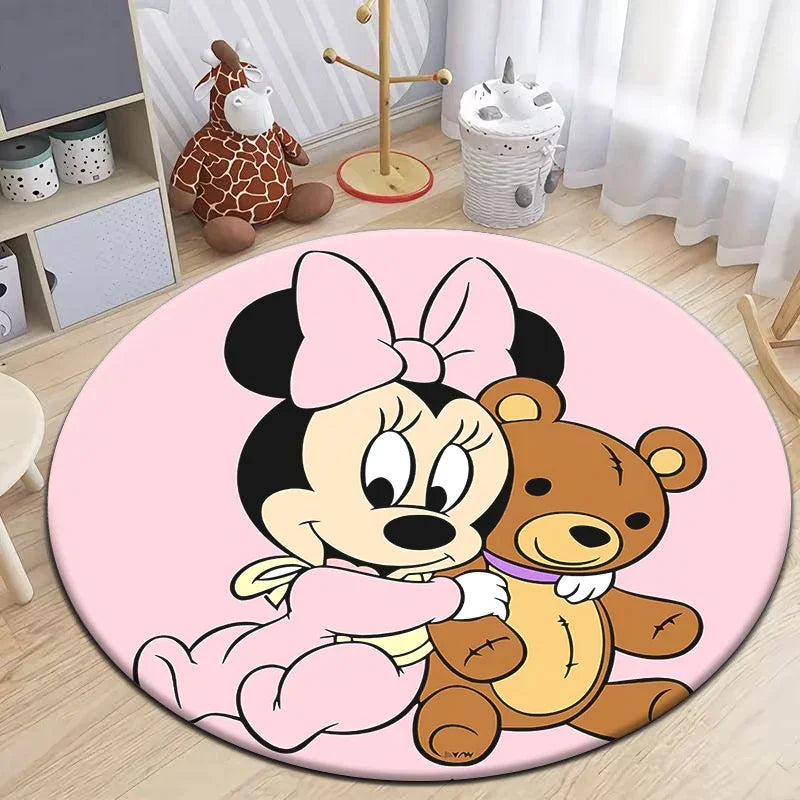 Minnie Mickey Mouse,beauty Cartoon HD Printed Round Carpet.Bedroom,Balcony,Entry Door,Sofa Seat Non-slip Mat.,Gift,Camping Rug